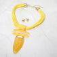 Madeline Love Gold, Yellow Bold Abstract Marbled Resin Pendant Accent Multi Strand Cord Statement Necklace - Necklaces