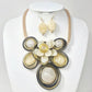 Madeline Love Gold, Ivory Bold Floral Stone Center Wired Resin Embellished Pendant Statement Necklace - Necklaces - extra