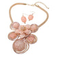Madeline Love Gold, Pink Bold Floral Stone Center Wired Resin Embellished Pendant Statement Necklace - Necklaces - desc