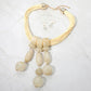 Madeline Love Gold, Ivory Bold Marbled Resin Beads Drop Multi Strand Cord Statement Necklace - Necklaces