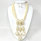Madeline Love Gold, Ivory Bold Marbled Resin Beads Drop Multi Strand Cord Statement Necklace - Necklaces - extra