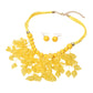 Madeline Love Gold, Yellow Bold Leaf Fringe Embellished Multi Cord Statement Necklace - Necklaces - desc