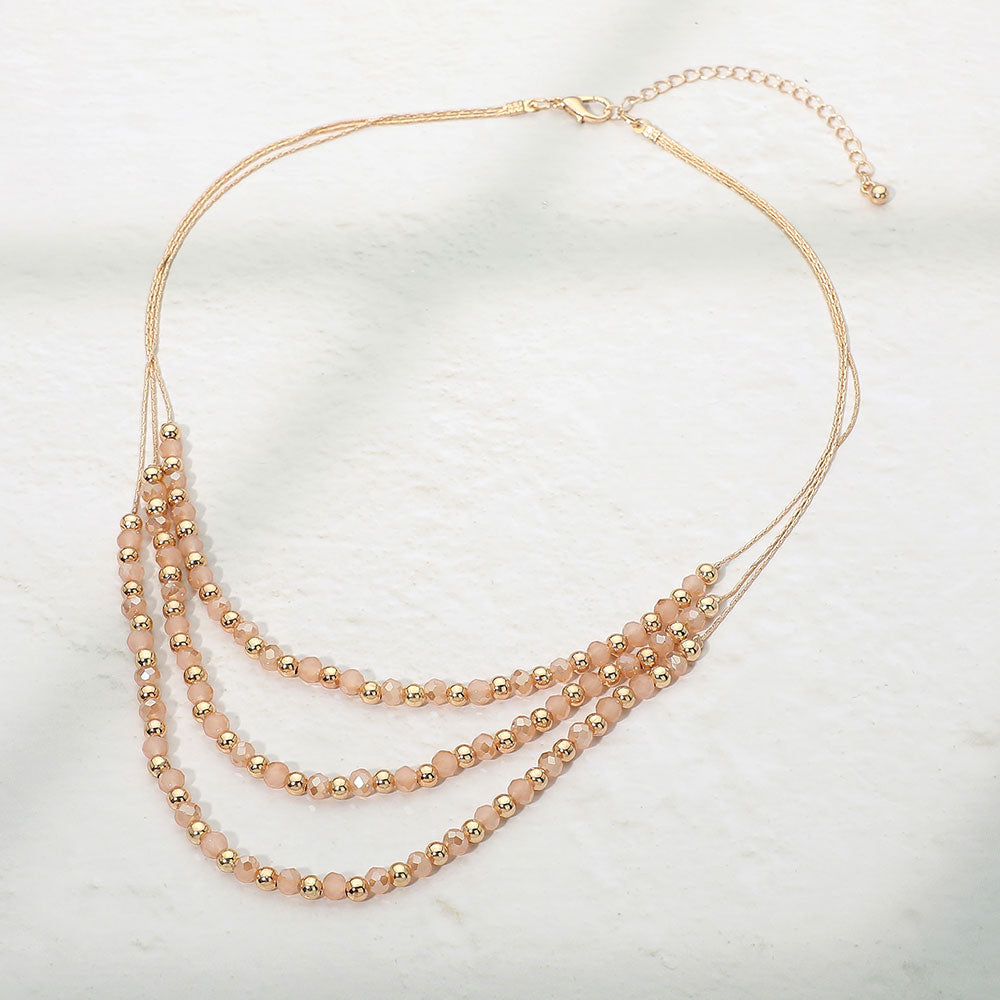 Madeline Love Dust Pink Layered Faceted Beaded Necklace