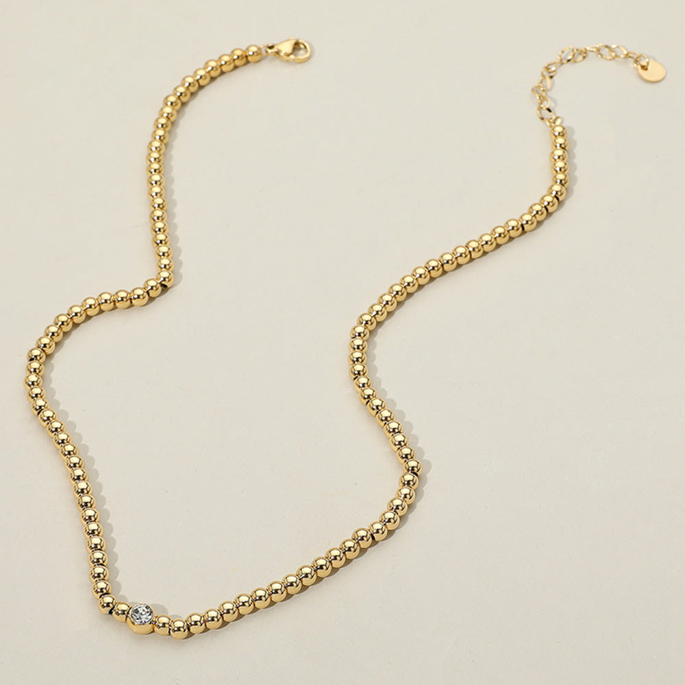 Madeline Love Gold SECRET BOX_Stainless Steel Stone Bezel Pointed Ball Beaded Necklace - Necklaces - desc