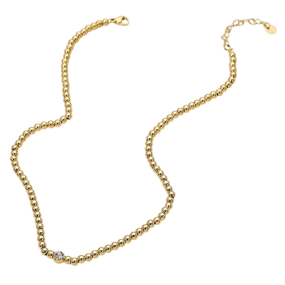 Madeline Love Gold SECRET BOX_Stainless Steel Stone Bezel Pointed Ball Beaded Necklace - Necklaces - extra