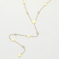 SECRET BOX_Stainless Steel Heart Charm Stone Bezel Station Y Shaped Necklace - Gold - Necklaces