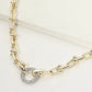 Madeline Love Two Tone 14K Gold Plated CZ Pave Ring Accent Industrial Link Chain Necklace