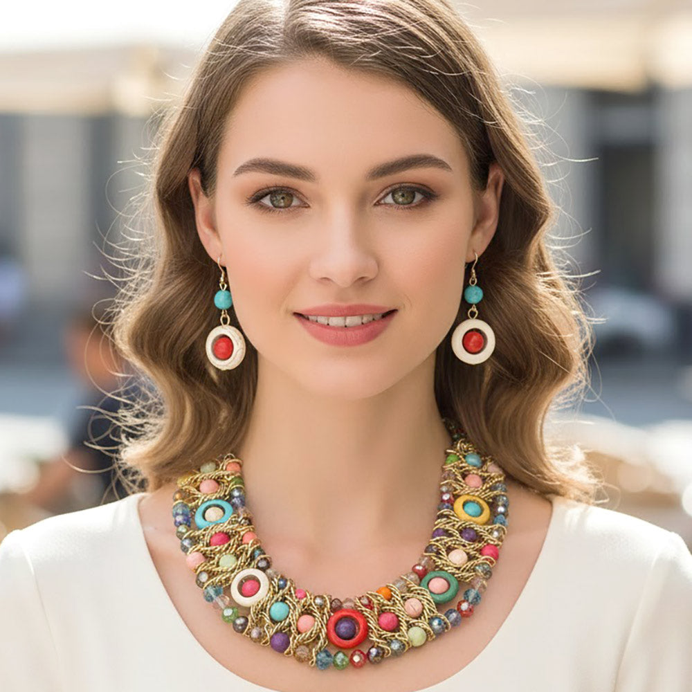Madeline Love Gold, Multi Multi Strand Beaded Statement Necklace - Necklaces