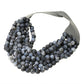dark gray chunky acrylic beaded multi-strand necklace with magnetic clasp