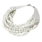 dark ivory chunky acrylic beaded multi-strand necklace with magnetic clasp
