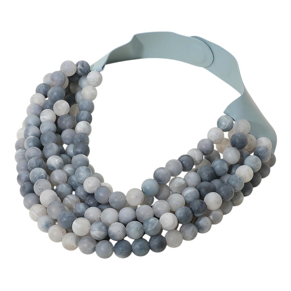 Chunky Multi-Strand Beaded Necklace with Magnetic Clasp - Gray, Multi - Necklaces