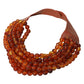 tortoise shell chunky acrylic beaded multi-strand necklace with magnetic clasp