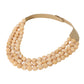 Madeline Love Beige Faceted Beaded Triple Layered Magnetic Collar Necklace - Necklaces - desc