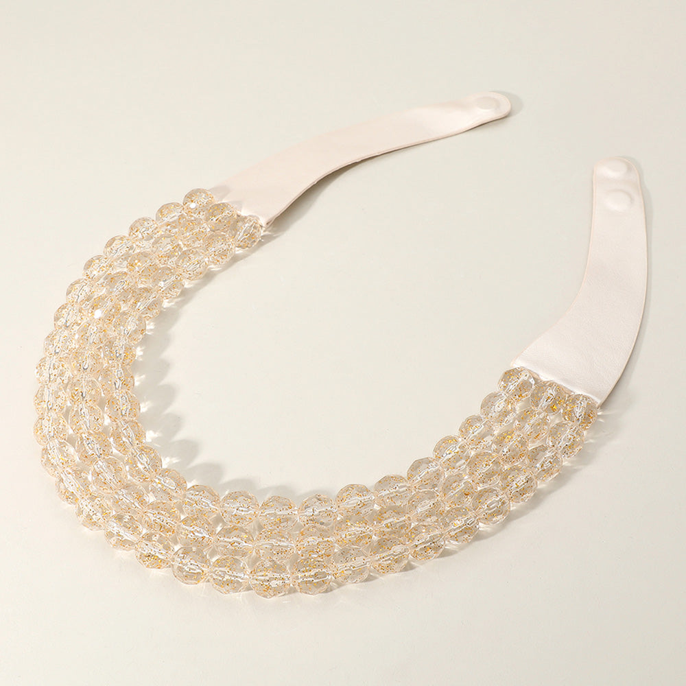 Clear Chunky Acrylic Beaded Triple Layered Faux Leather Magnetic Necklace