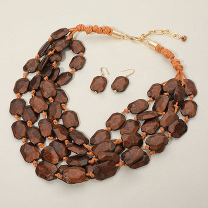 Madeline Love Brown Multi Layered Beaded Statement Necklace - Necklaces