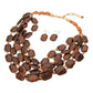 Madeline Love Brown Multi Layered Beaded Statement Necklace - Necklaces - desc