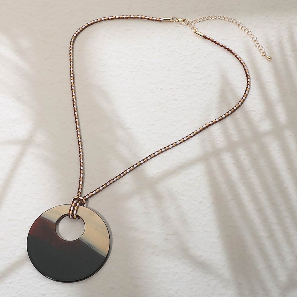 Madeline Love Brown Resin Ring Pendant Cord Necklace - Necklaces