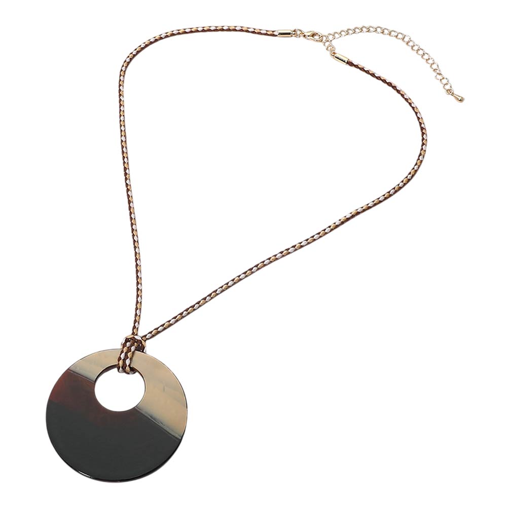 Madeline Love Brown Resin Ring Pendant Cord Necklace - Necklaces - desc