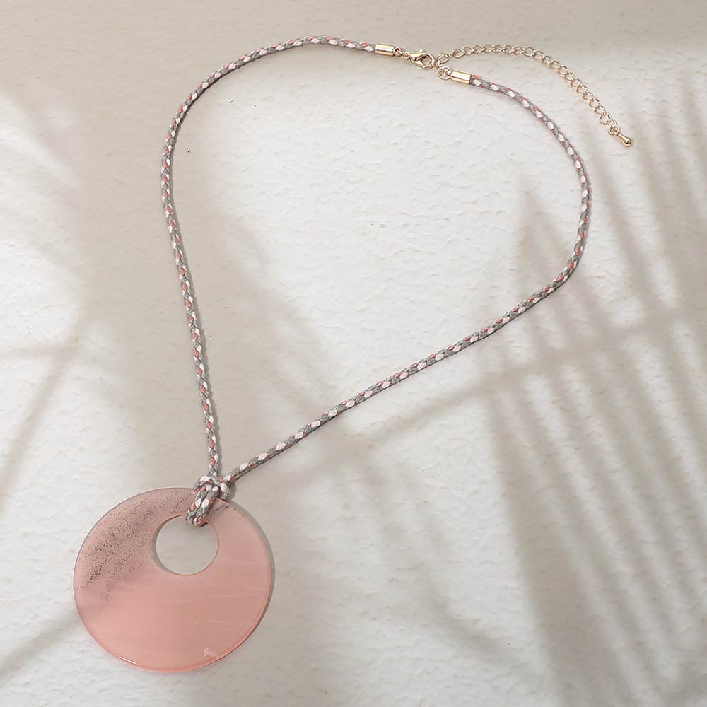 Madeline Love Pink Resin Ring Pendant Cord Necklace - Necklaces