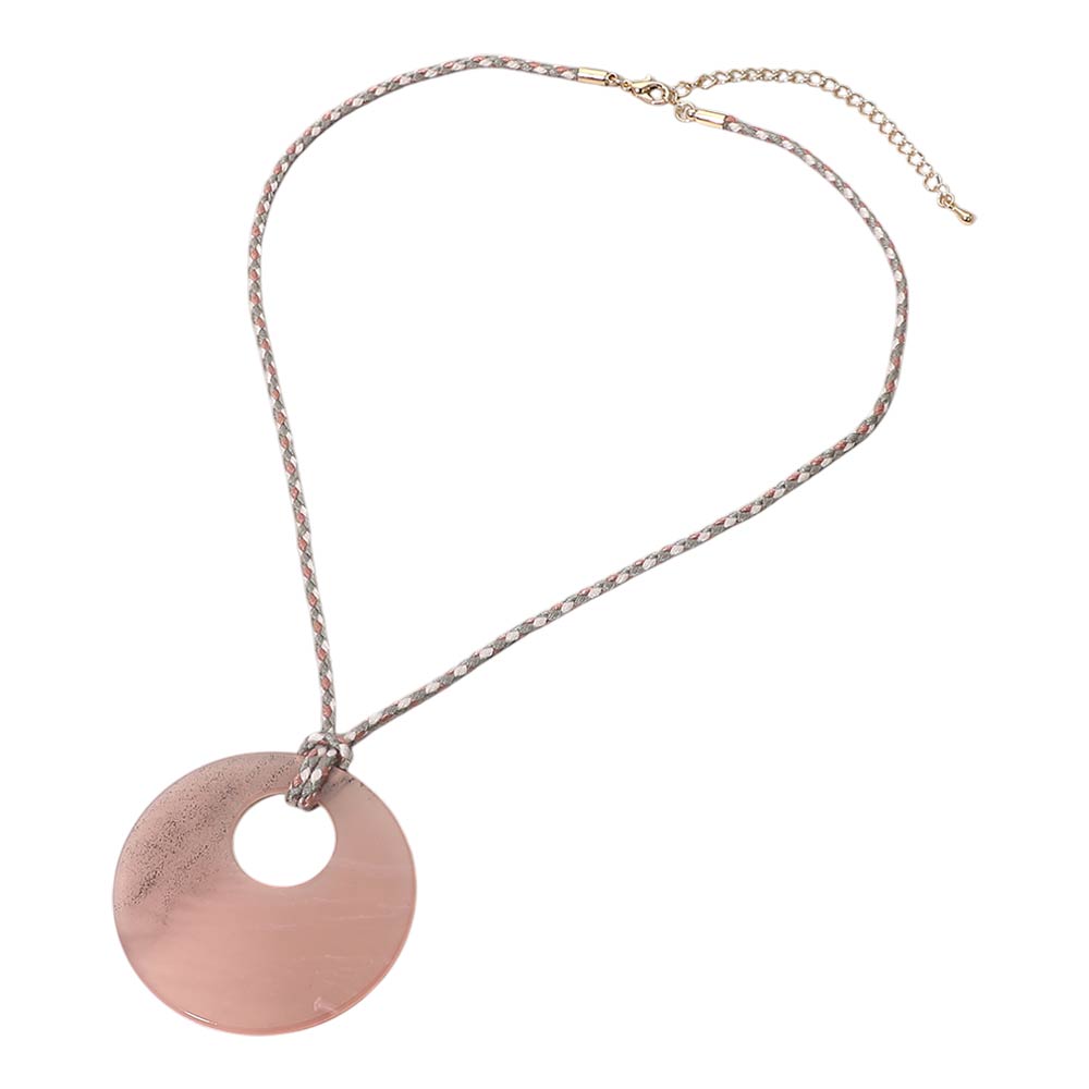 Madeline Love Pink Resin Ring Pendant Cord Necklace - Necklaces - desc