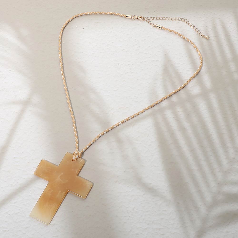 Madeline Love Ivory Resin Cross Pendant Cord Necklace - Necklaces