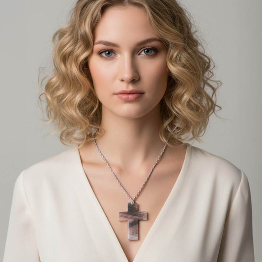 Madeline Love Pink Resin Cross Pendant Cord Necklace - Necklaces