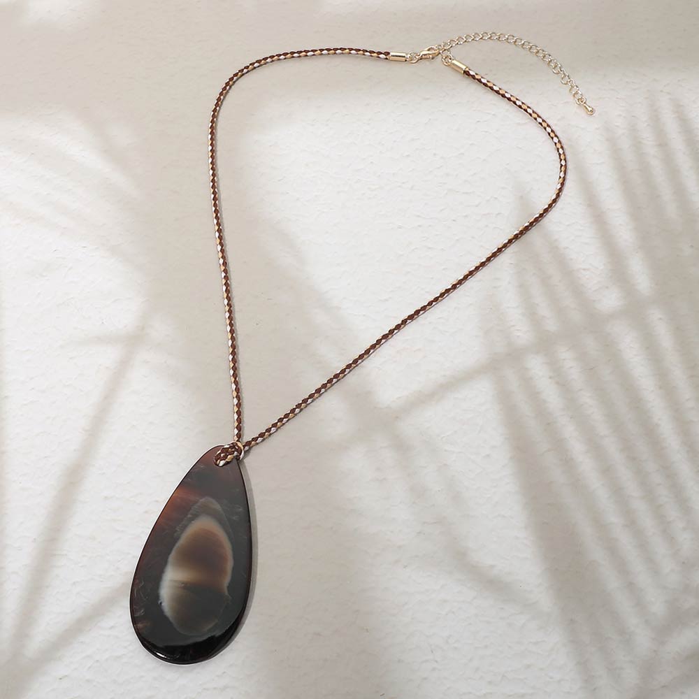 Madeline Love Brown Resin Teradrop Pendant Cord Necklace - Necklaces