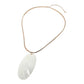 Madeline Love Gold, Mother of Pearl Mother of Pearl Oval Shell Pendant Cord Necklace - Necklaces - desc