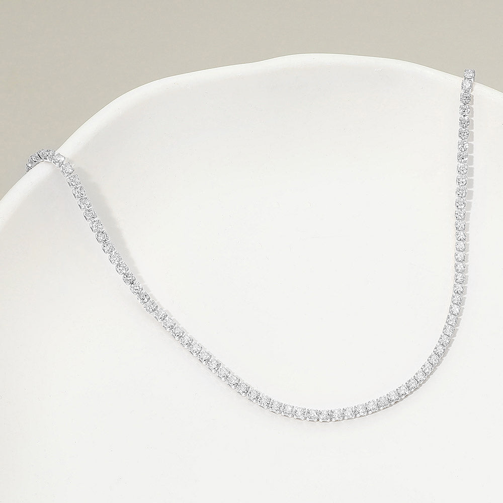 Madeline Love Clear, Silver 18K Gold Dipped Elegant Tennis Chain Necklace