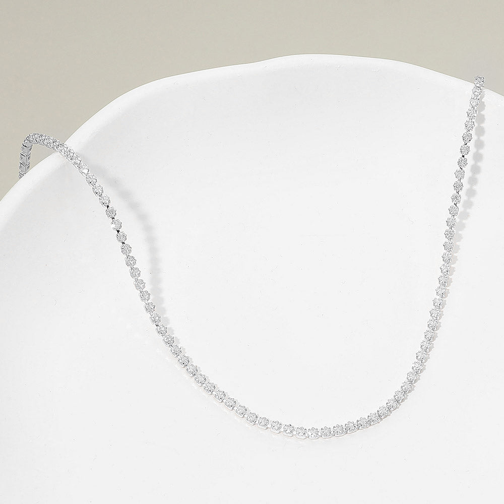 Madeline Love Clear, Silver 18K Gold Dipped Delicate Tennis Chain Necklace