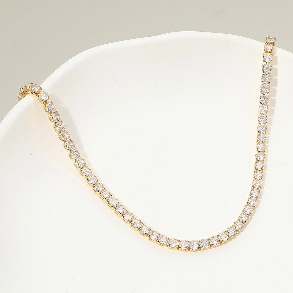 Madeline Love Clear, Gold 18K Gold Dipped Classic Tennis Chain Necklace