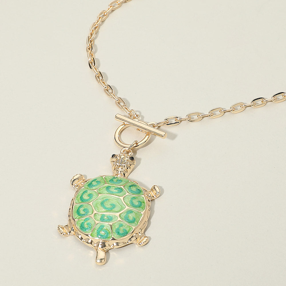 Madeline Love Green Sea Turtle Pendant Toggle Necklace - Necklaces