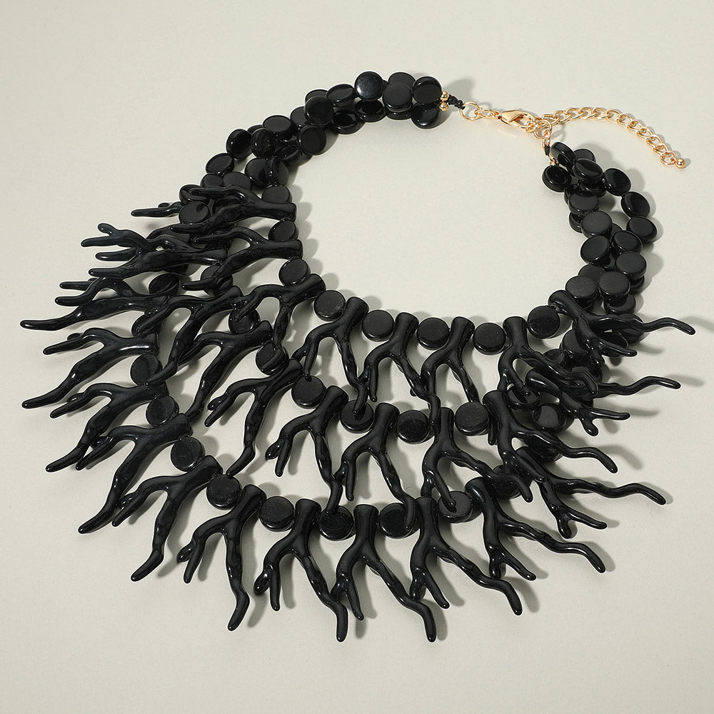 Madeline Love Black Bold Layered Coral Statement Necklace - Necklaces
