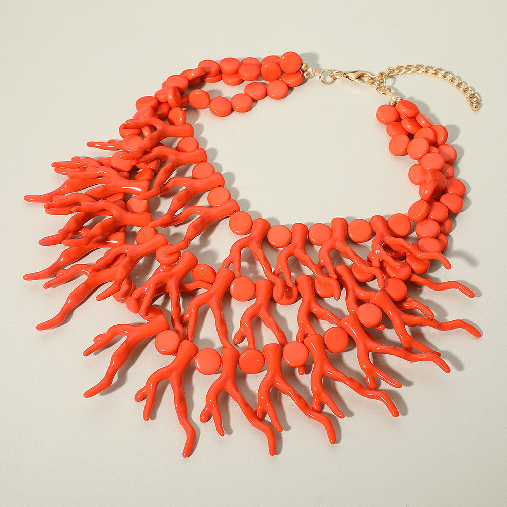 Madeline Love Coral Bold Layered Coral Statement Necklace - Necklaces