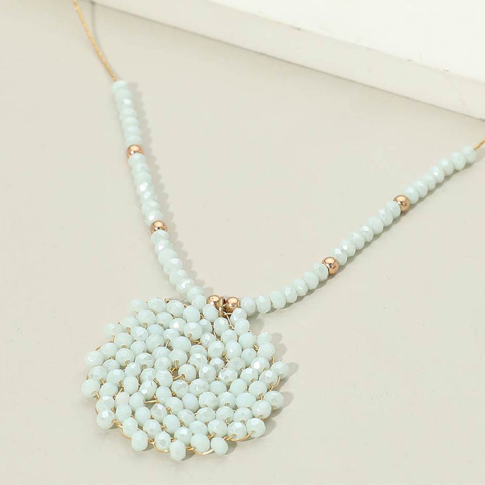 Madeline Love Aqua Round Beaded Pendant Statement Necklace - Necklaces