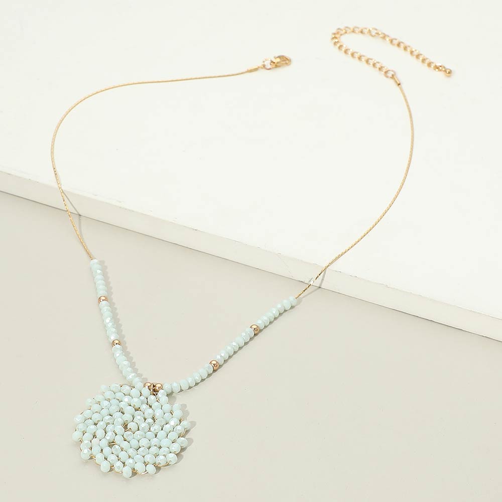 Madeline Love Aqua Round Beaded Pendant Statement Necklace - Necklaces - extra