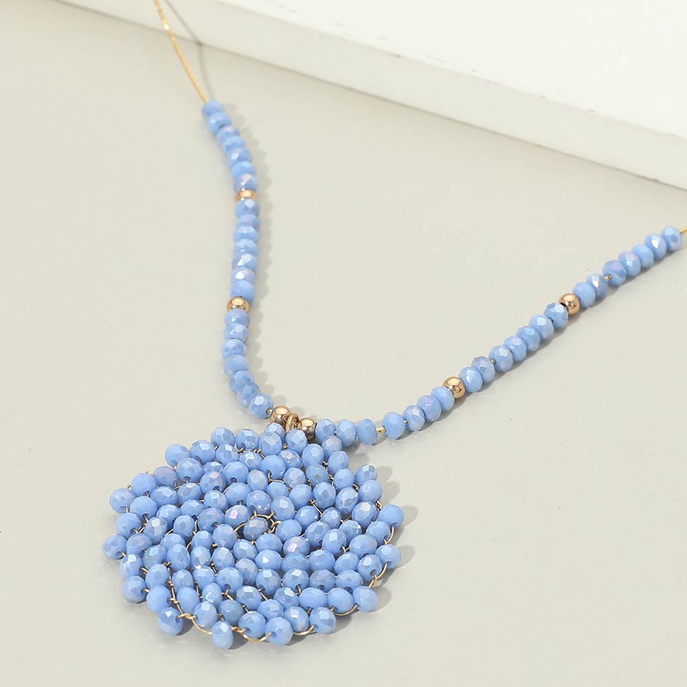 Madeline Love Blue Round Beaded Pendant Statement Necklace - Necklaces