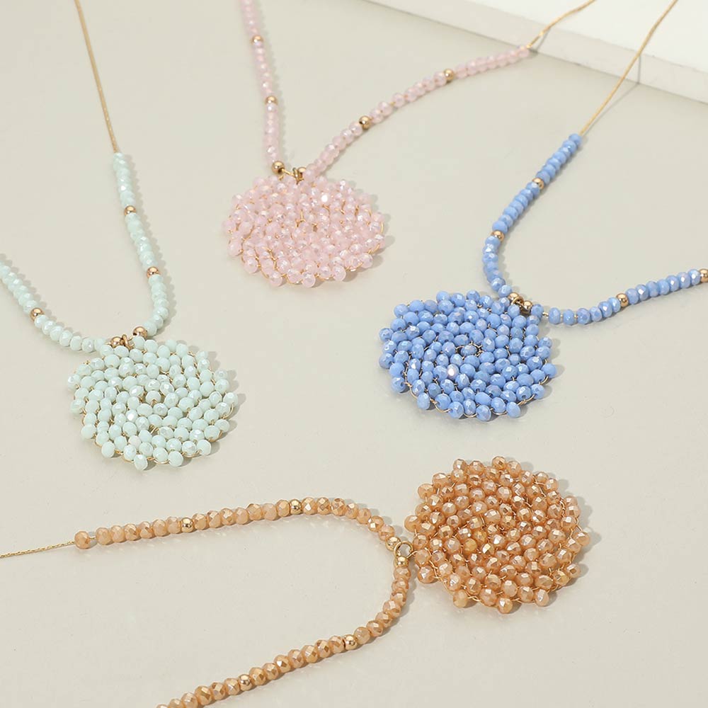 Madeline Love Blue Round Beaded Pendant Statement Necklace - Necklaces - extra