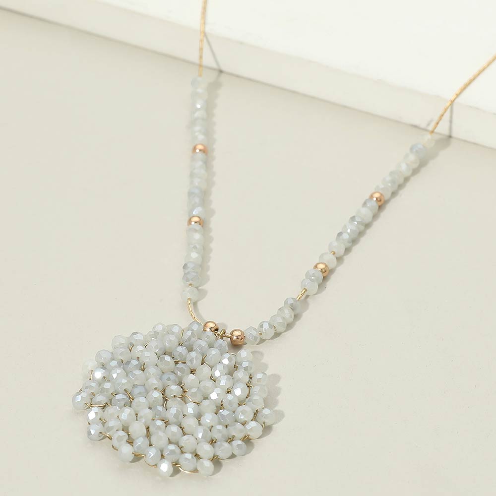 Madeline Love Gray Round Beaded Pendant Statement Necklace - Necklaces