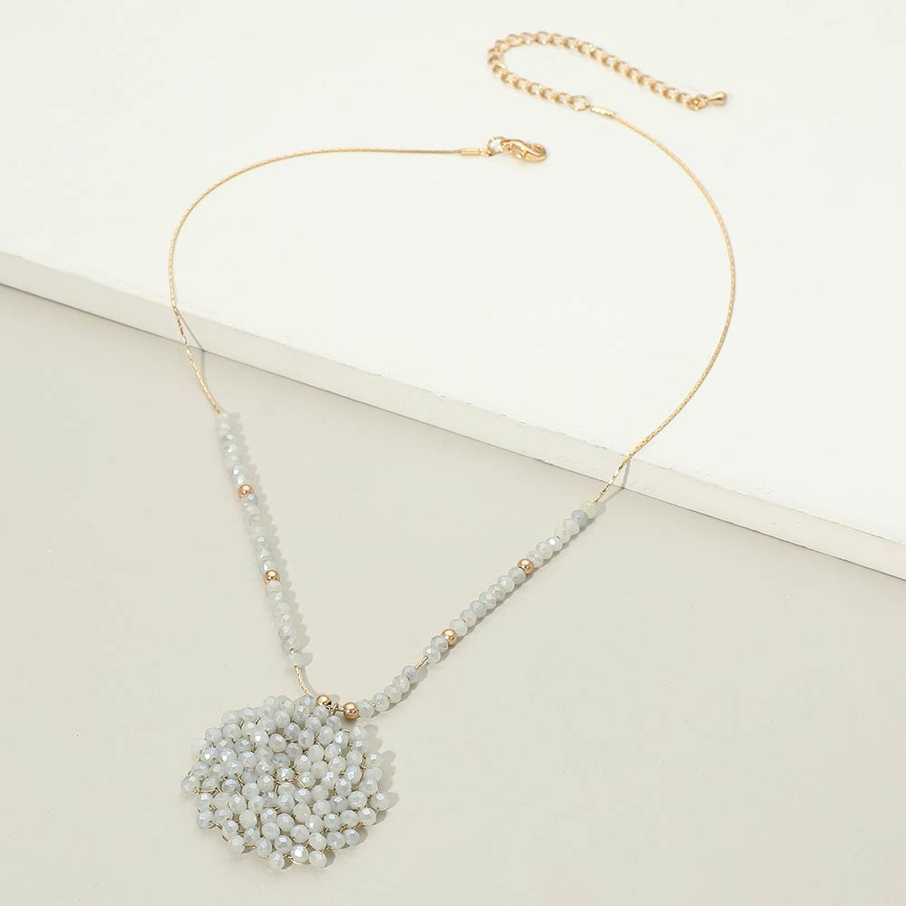 Madeline Love Gray Round Beaded Pendant Statement Necklace - Necklaces - extra