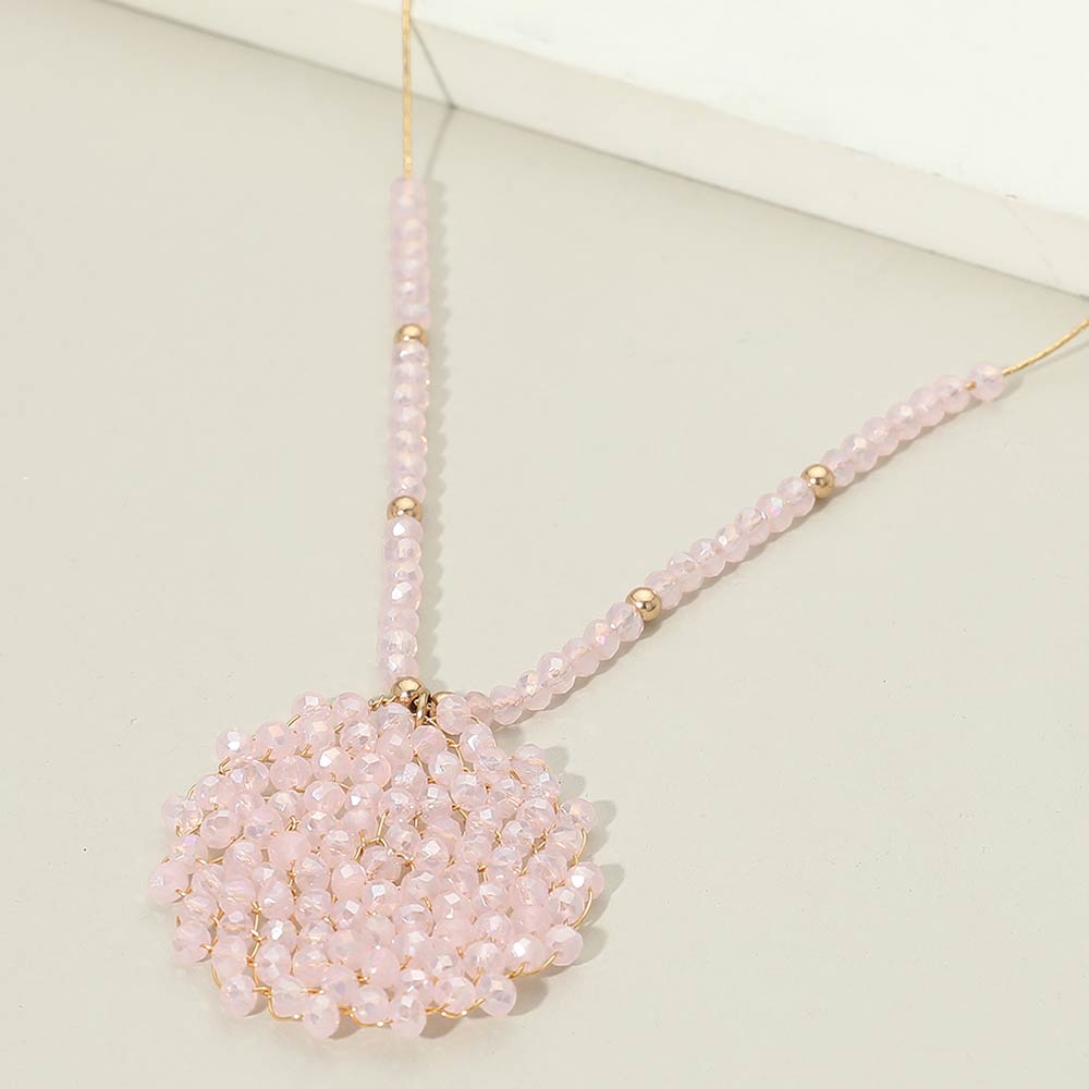 Madeline Love Pink Round Beaded Pendant Statement Necklace - Necklaces
