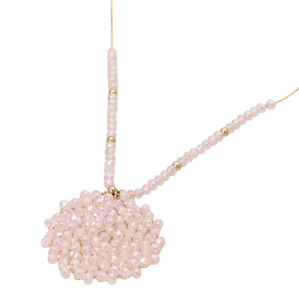 Madeline Love Pink Round Beaded Pendant Statement Necklace - Necklaces - desc