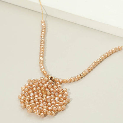 Madeline Love Taupe Round Beaded Pendant Statement Necklace - Necklaces