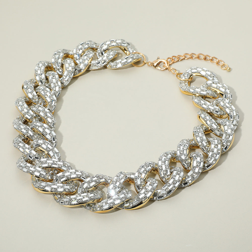 Madeline Love Gold Stone Embellished Chunky Chain Necklace
