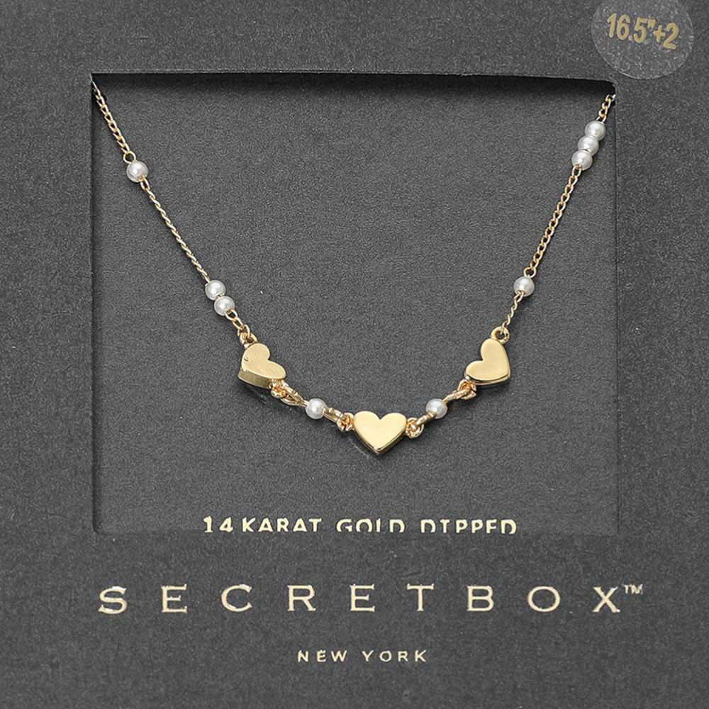 Madeline Love Gold SECRET BOX_14K Gold Dipped Heart Pearl Accent Necklace - Necklaces