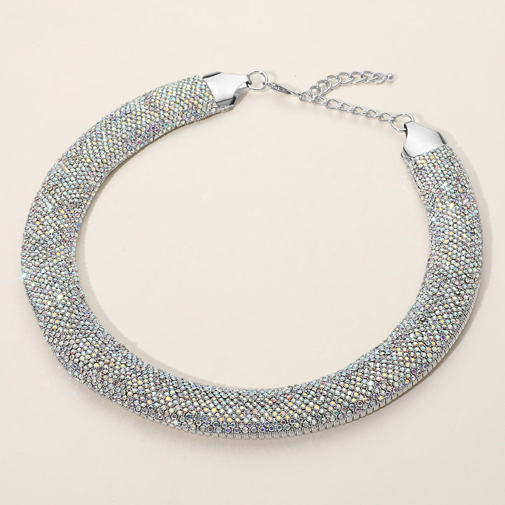 Madeline Love AB, Rhodium Rhinestone Paved Chunky Chain Necklace