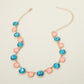 Madeline Love Pink Round Square Stone Bezel Cluster Link Necklace