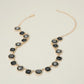 Madeline Love Black Round Square Stone Bezel Cluster Link Necklace