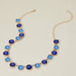 Madeline Love Blue Round Square Stone Bezel Cluster Link Necklace