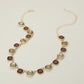 Madeline Love Dark, Taupe Round Square Stone Bezel Cluster Link Necklace